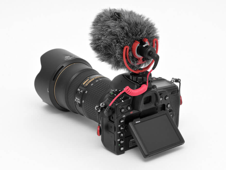 Testovací sestava – Nikon D780 s objektivem AF-S Nikkor 24–70 mm f/2,8E ED VR a externím mikrofonem Rode VideoMicro