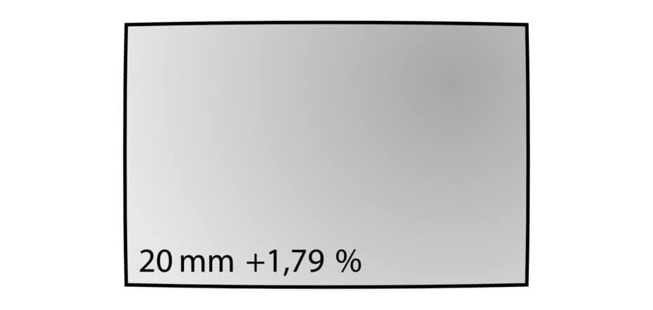 Geometrické zkreslení objektivu Nikkor Z 20 mm f/1,8 S