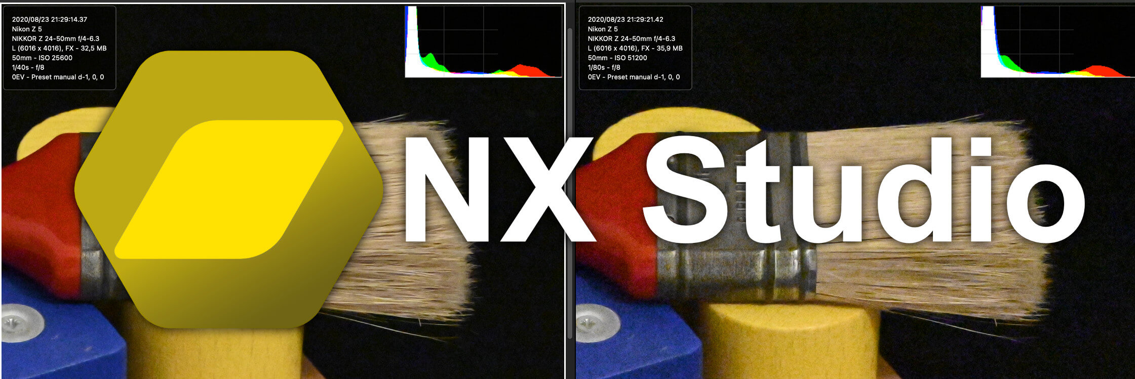 Porovnání dvou nebo čtyř snímků v NX Studiu